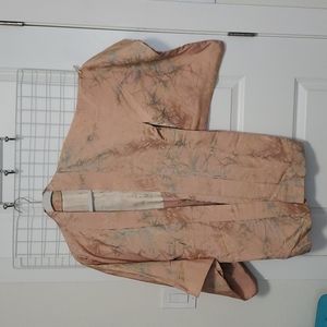 Vintage peach and metallic short kimono